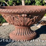 Vază mare, ornament stejar, terracotta antichizat, model V5.