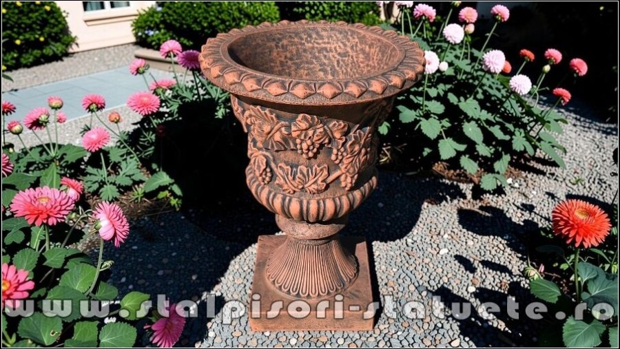 Vază ornament cu picior, terracotta patinat, model V1. (2)