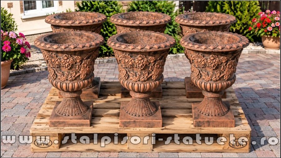 Vază ornament cu picior, terracotta patinat, model V1. (4)