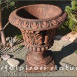 Vază ornament stejar cu picior, terracotta patinat, model V3.